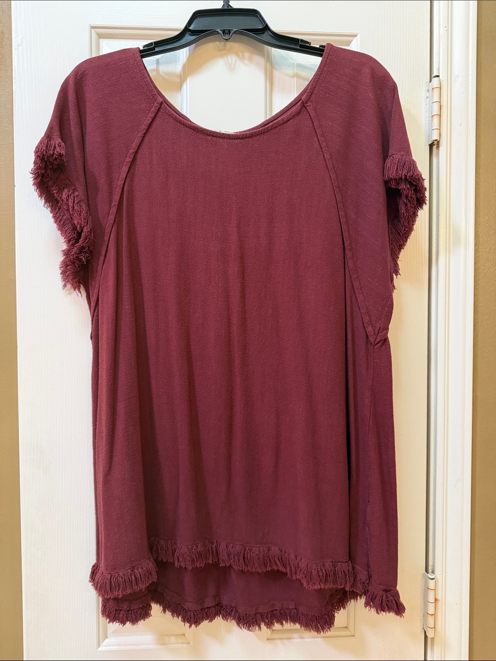 Umgee Burgundy Fringe Sleeve Tunic
